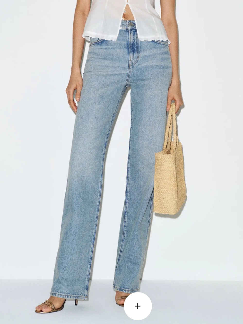 Reformation Light Blue Straight-Leg High-Rise Jeans